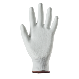 Gants EUROLITE 13P100 J13 PE blanc end. PU blanc – 1PUBW