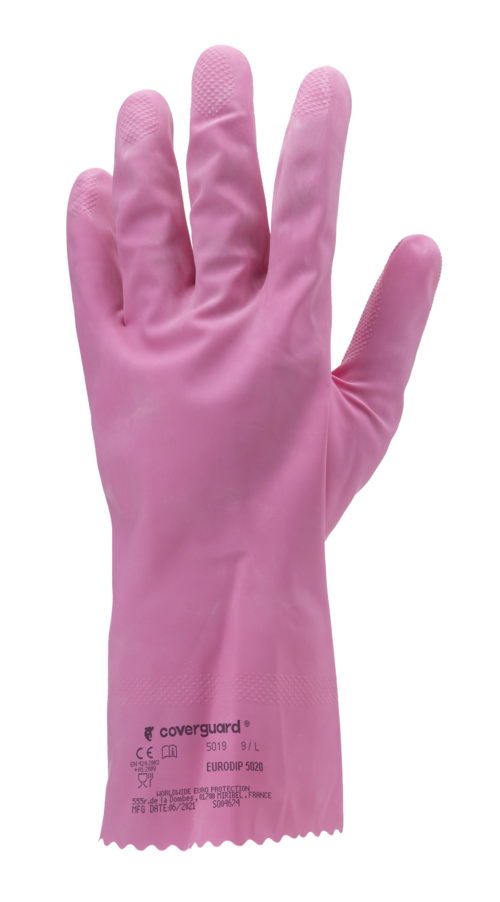 Gants EURODIP 5020 latex naturel ménage rose long.30cm – MO5020