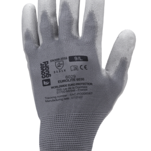 Gants EUROLITE 6030 J13 polyester gris end. PU gris – MO6030