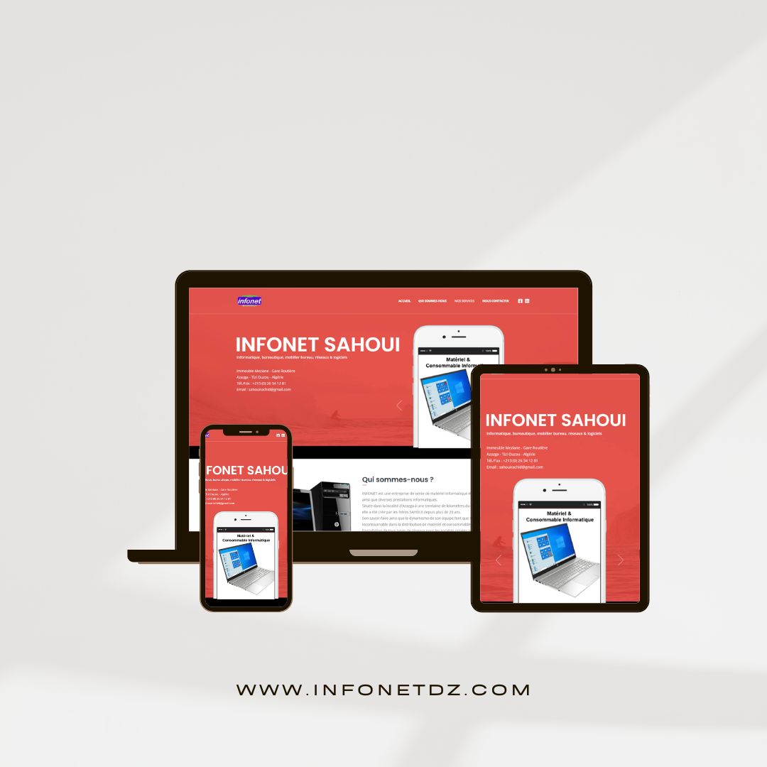 Modèle Site One page Infonet réalisé par LHCDESIGN